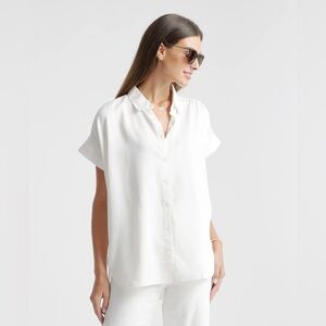 Quince women’s Vintage Wash Tencel Camp Shirt white Size S NWT